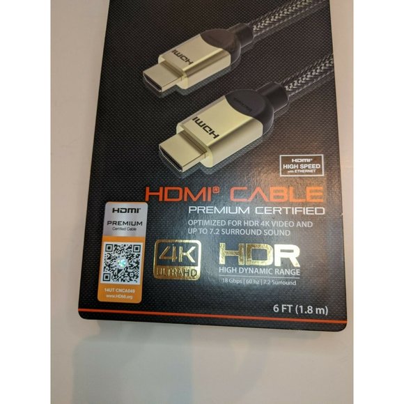 Blackweb 6 Foot High Speed HDMI Cable Premium Certified 4K UltraHD HDR New - Picture 3 of 4
